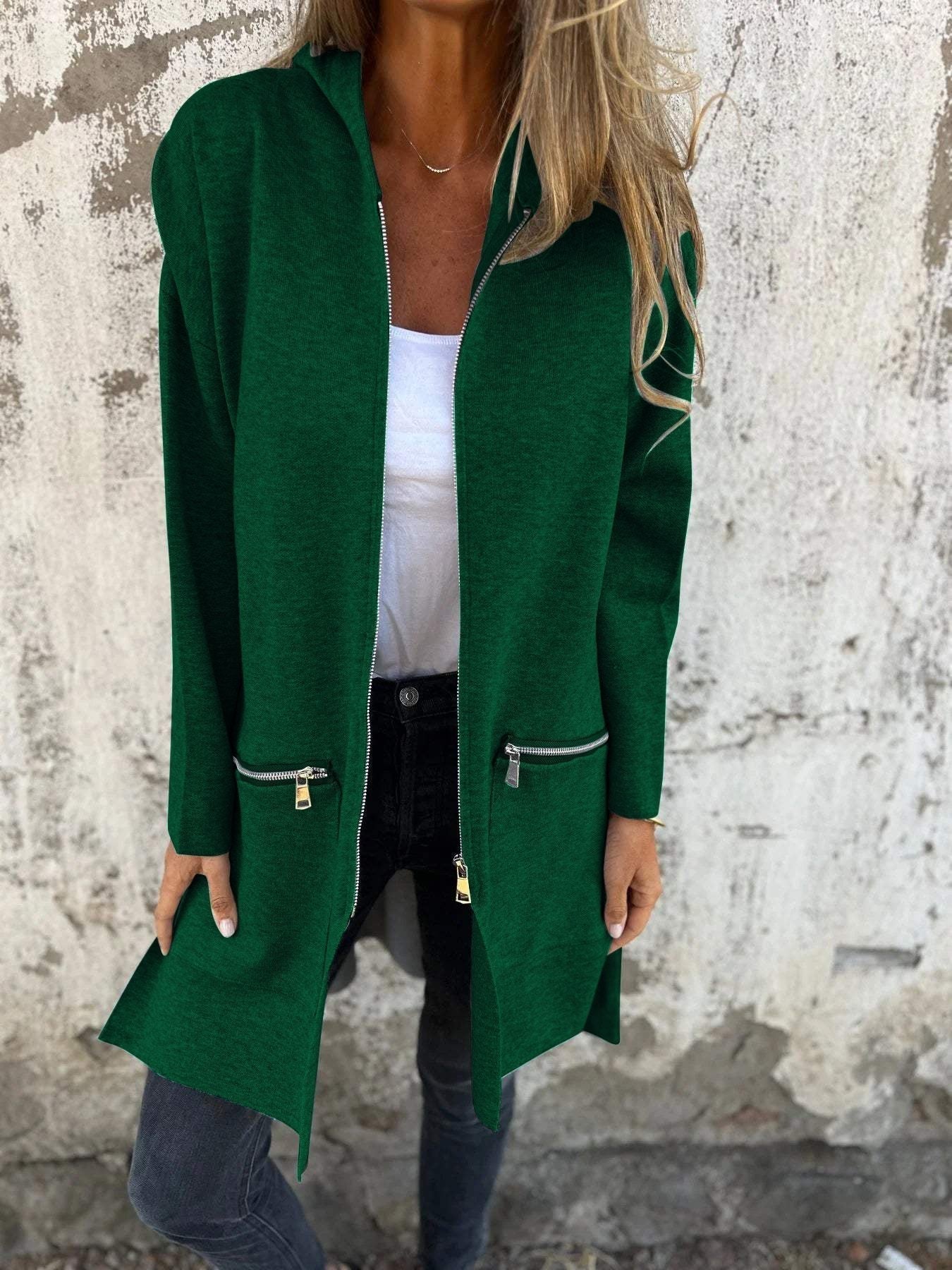 Casual Long Sleeve Jacket With Zipper for Women