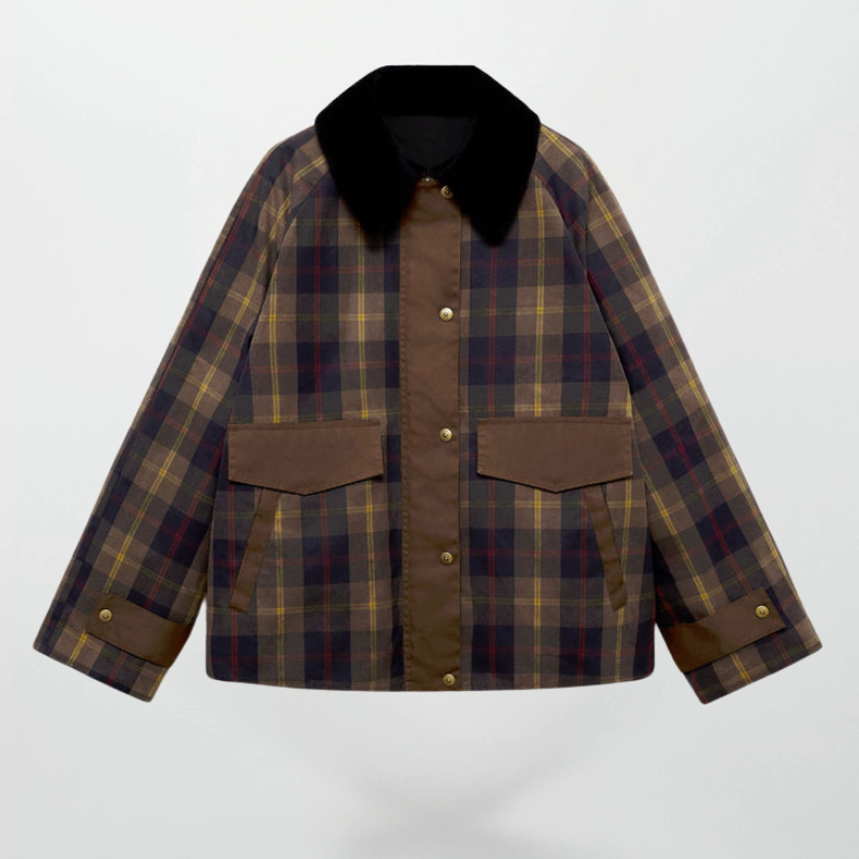 Lysse-Fashion | Trendy Women's Checkered Pattern Zip-Up Jacket