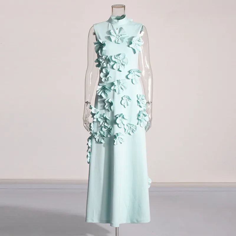 Long Pink Dress With Flowers