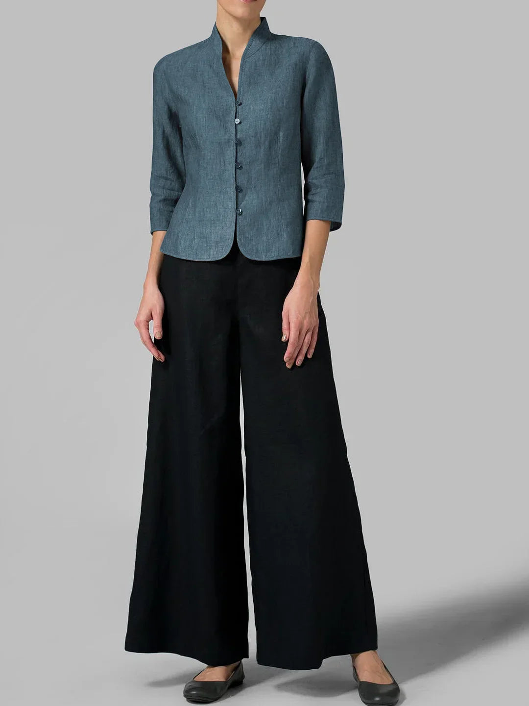 Stylish Blouse With Stand-up Collar for Ladies