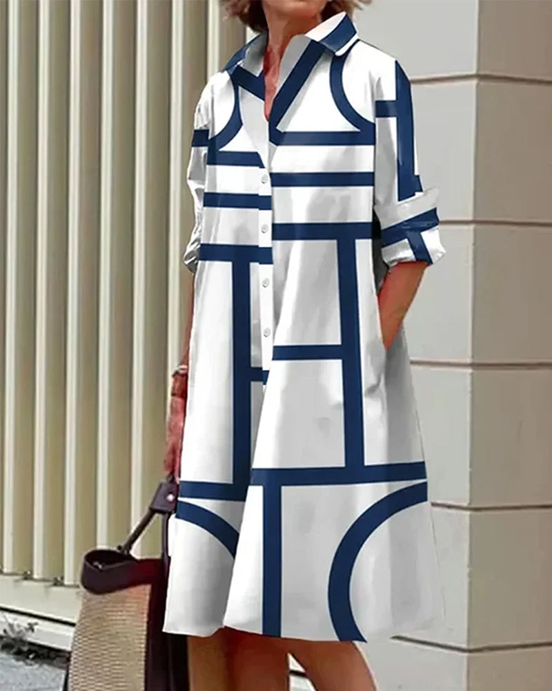 Dress with pockets and geometric print