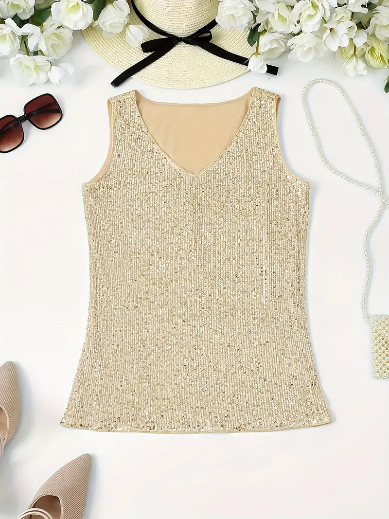 Elegant Sleeveless Top with Sequins