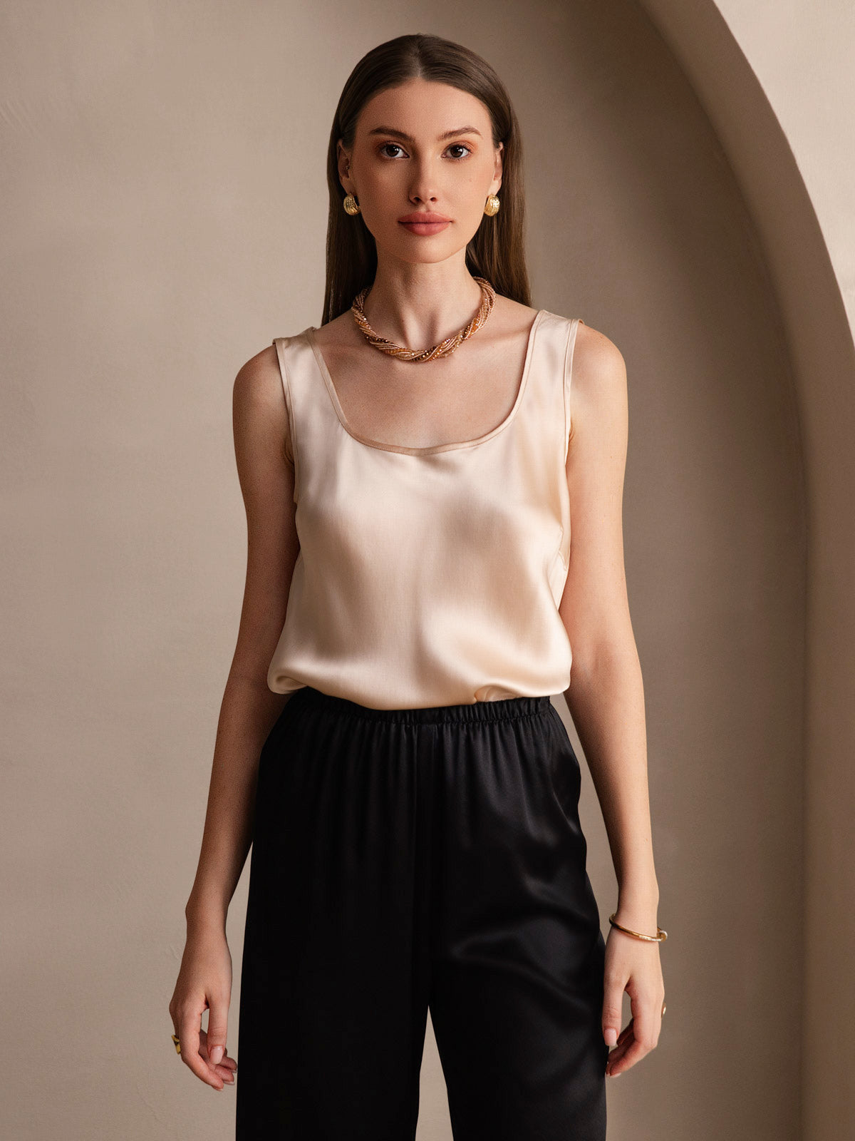 Silk U-Neck Tank Top