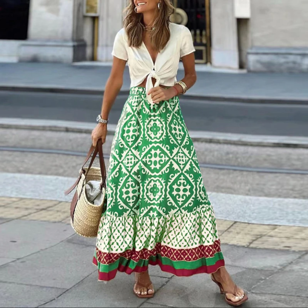 Skirttrendy Geometric High-Waisted Skirt For Casual Wear