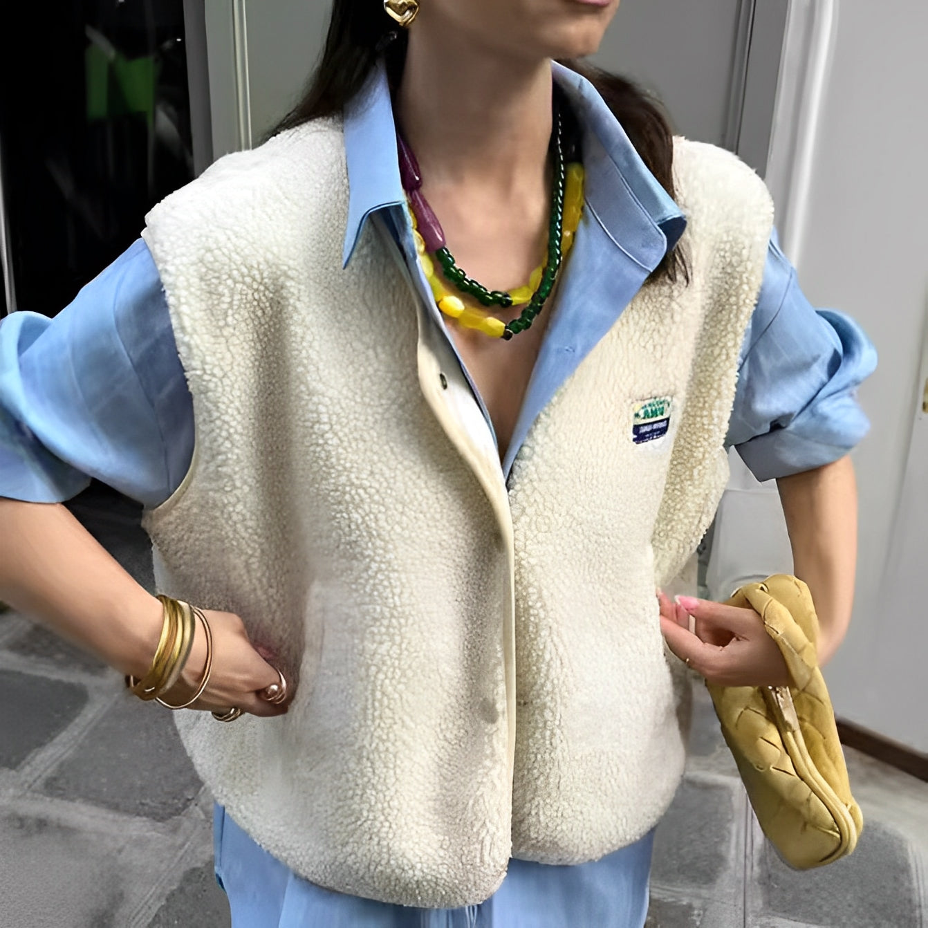 Woven Open Knit Cardigan for Women