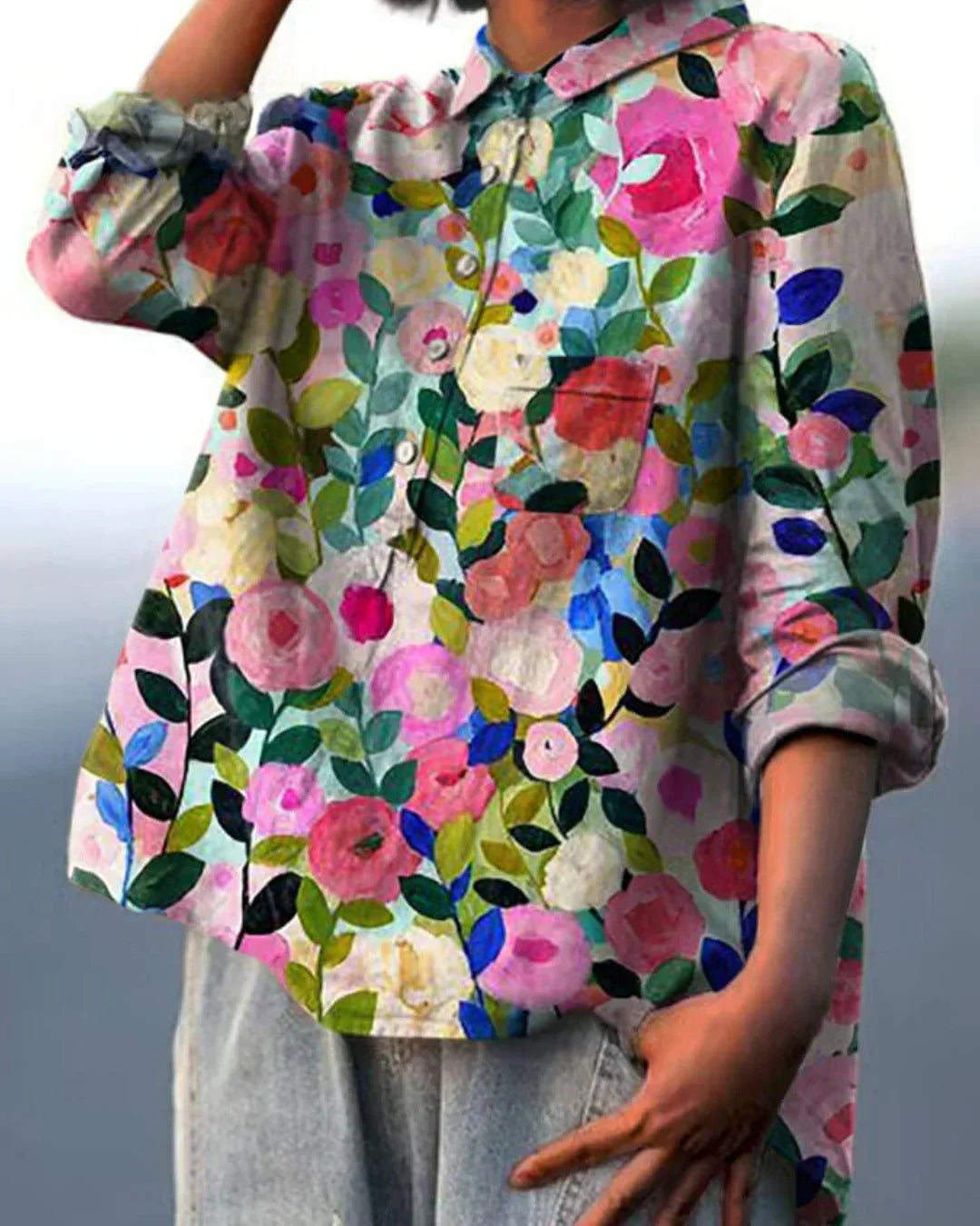 Blouse made of cotton and linen