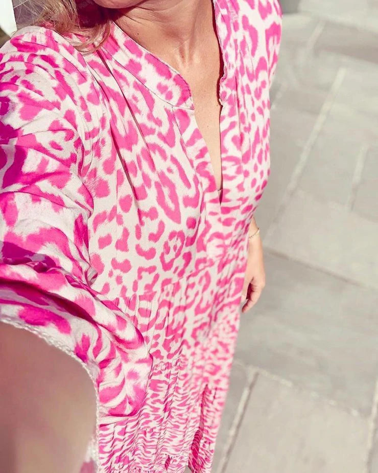 Stylish Summer Dress With Leopard Print