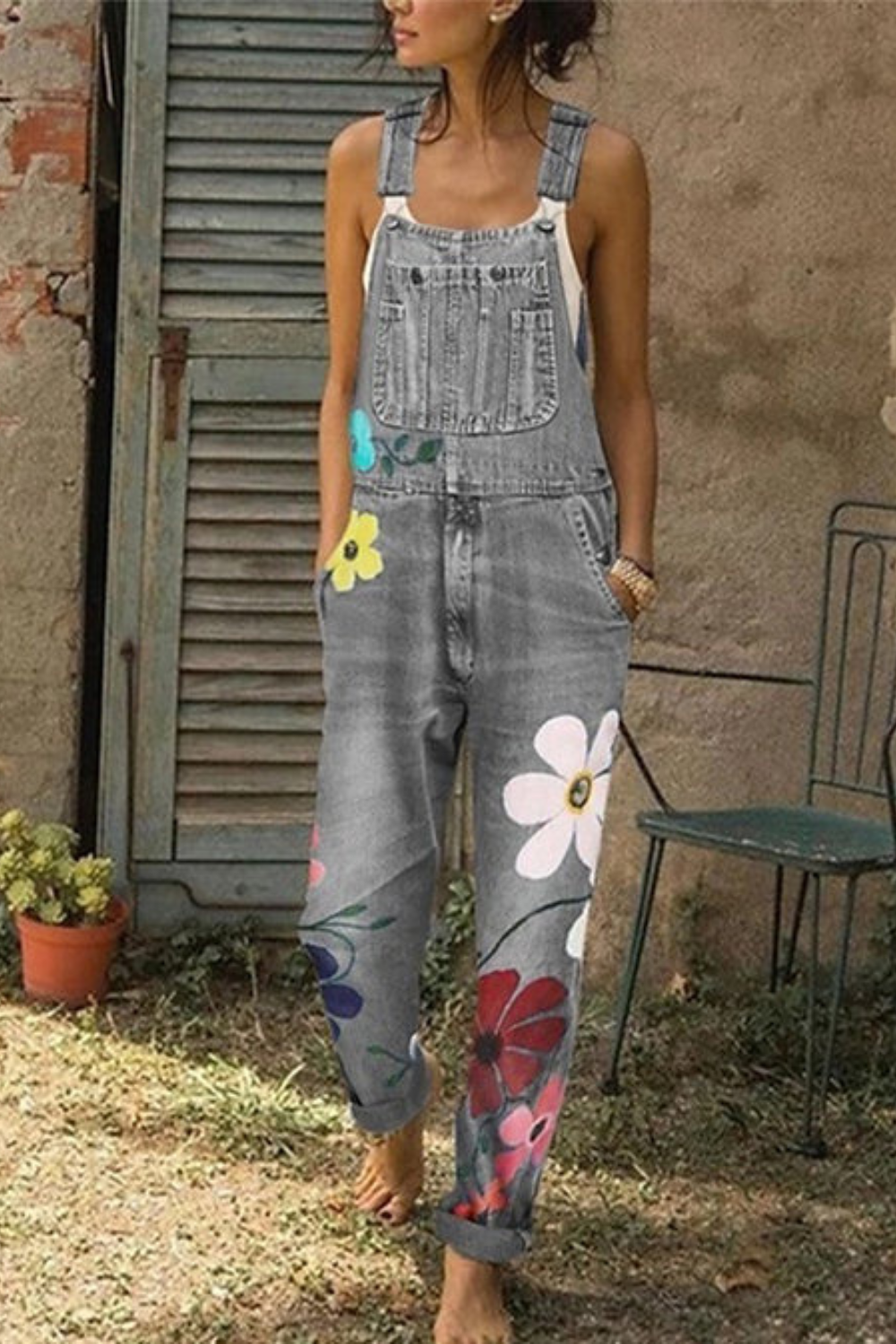 Sleeveless Denim Jumpsuit