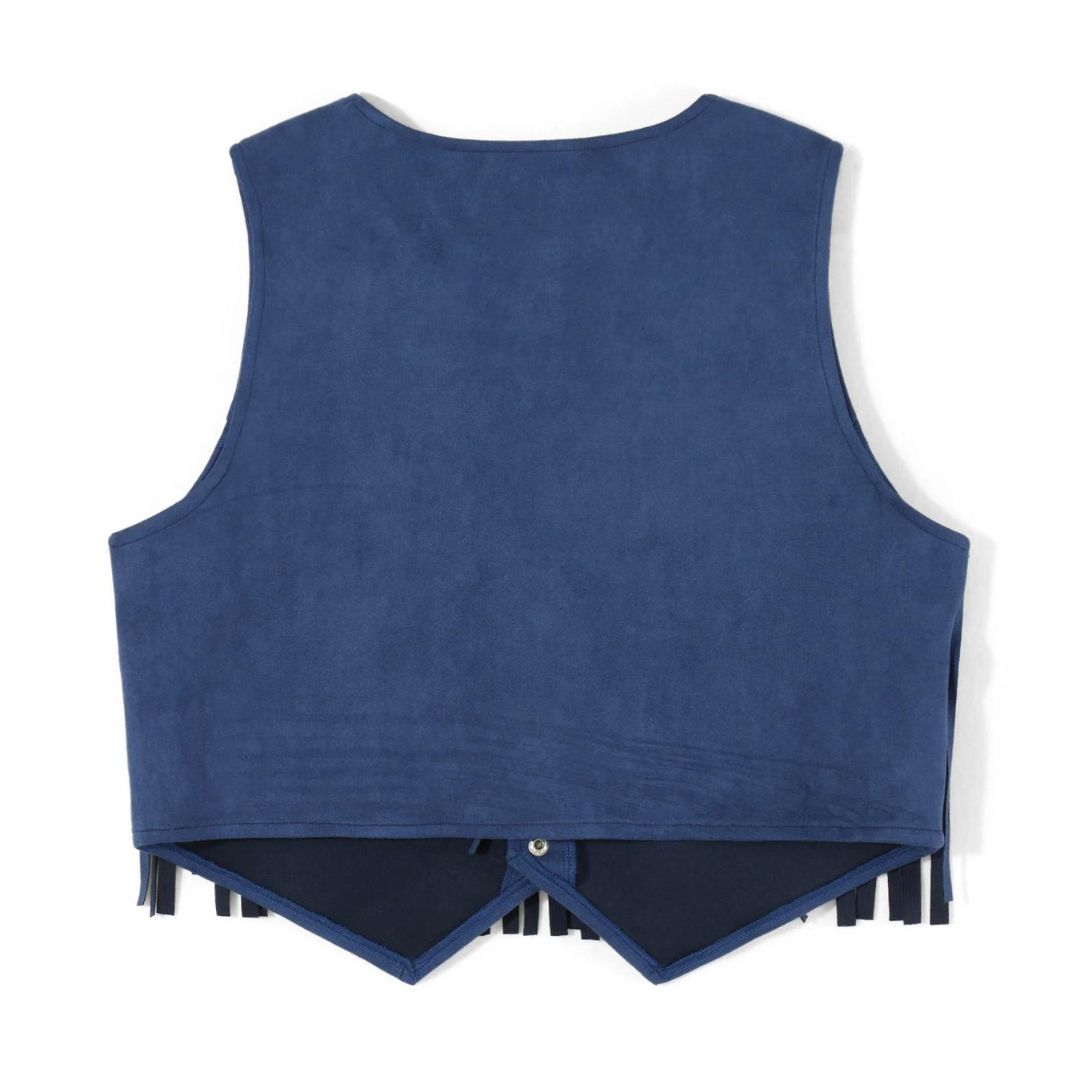 Suede Vest With Fringe and Button Detail