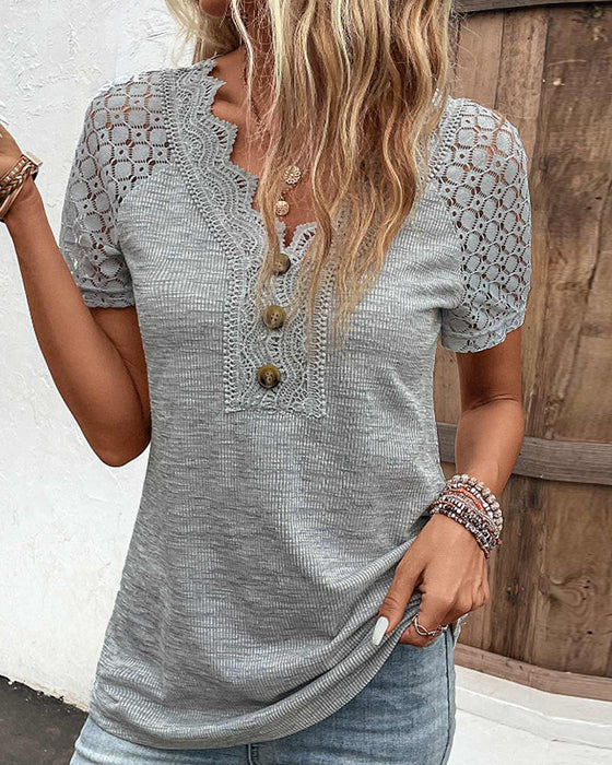 Women's T-Shirt with Short Sleeves and Lace