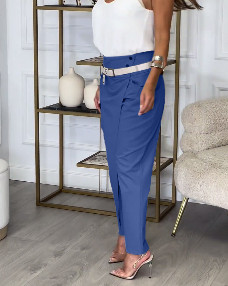 Lysse | Patchwork Pants with Belt