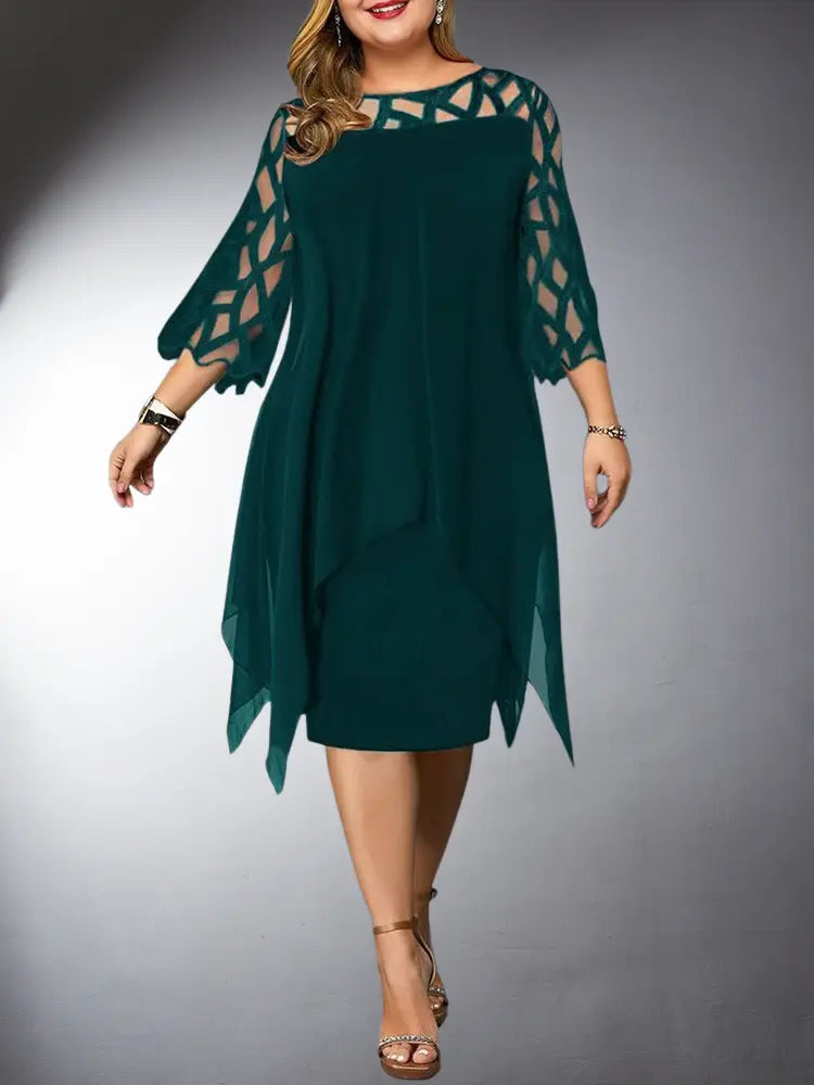 Elegant Plus Size Lace Midi Dress