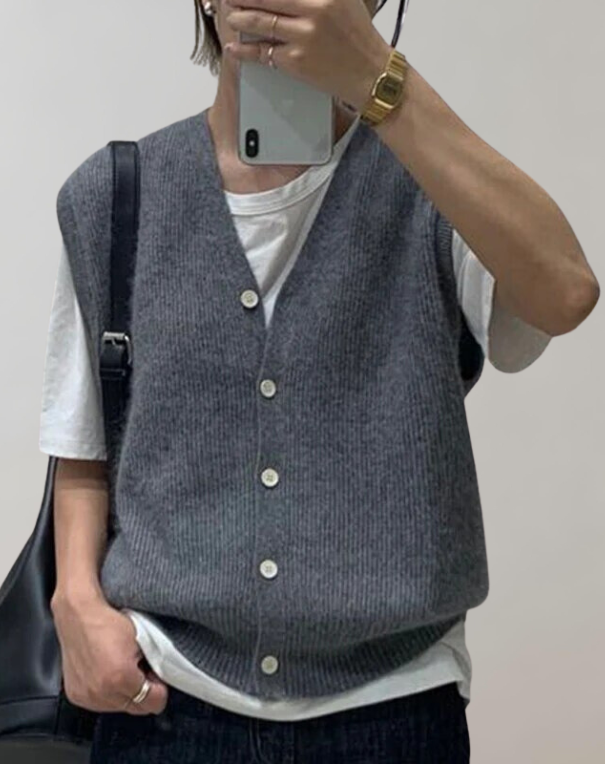 Casual Knit Vest With Button Placket