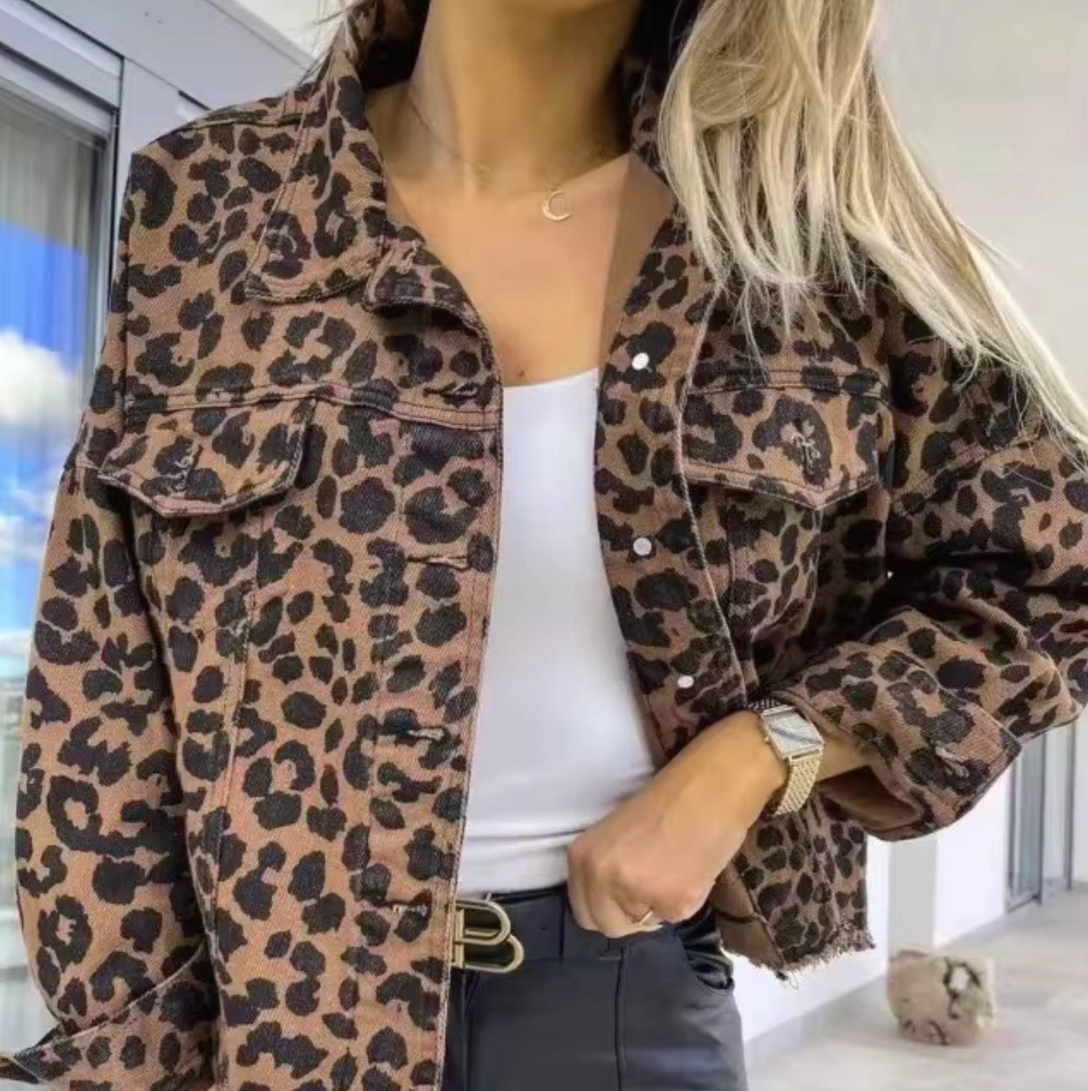 Lysse | Leopard pattern Denim Coat - Lysse