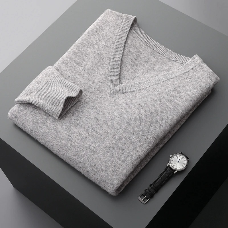 Cashmere Pullover Men, V-neck, Soft Cashmere Knit Material