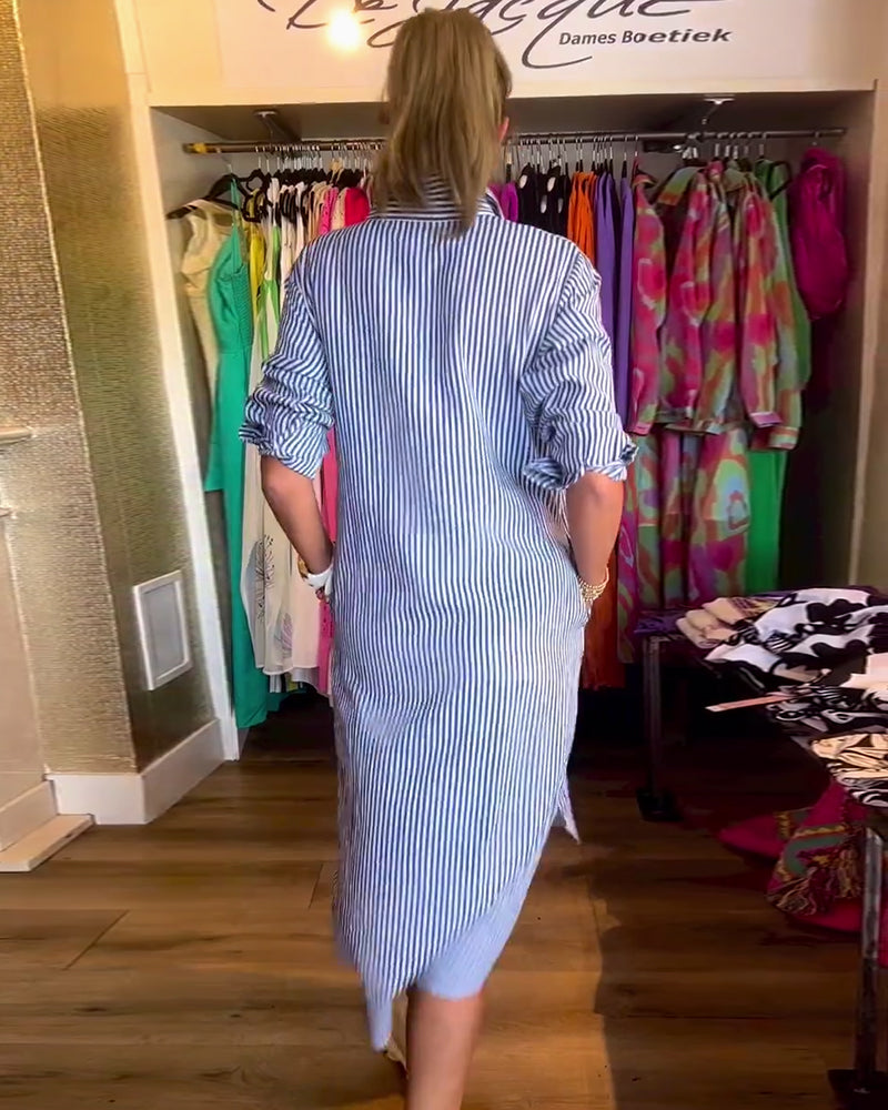 Striped Shirt Dress In Casual Fit