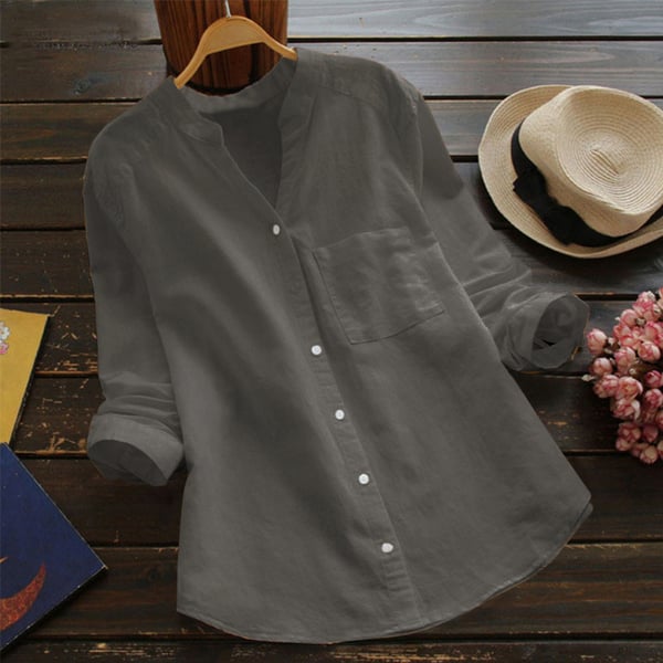 Stylish Long-Sleeve Linen Blouse
