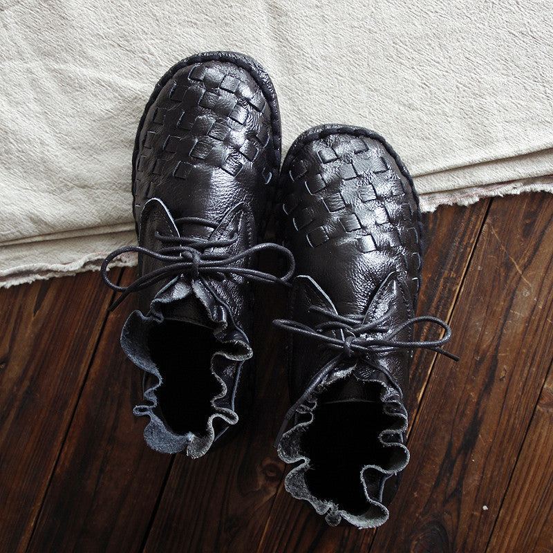Retro Artistic Genuine Leather Women's Shoes
