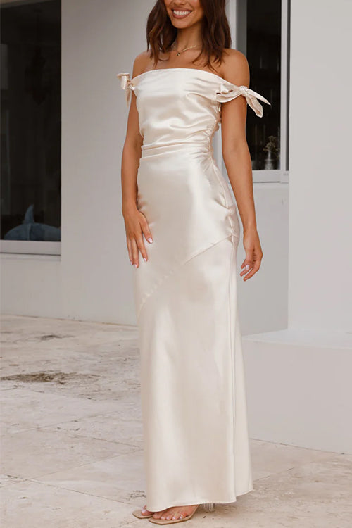 Rosiedress Bow Knot Off-shoulder Maxi Party Dress