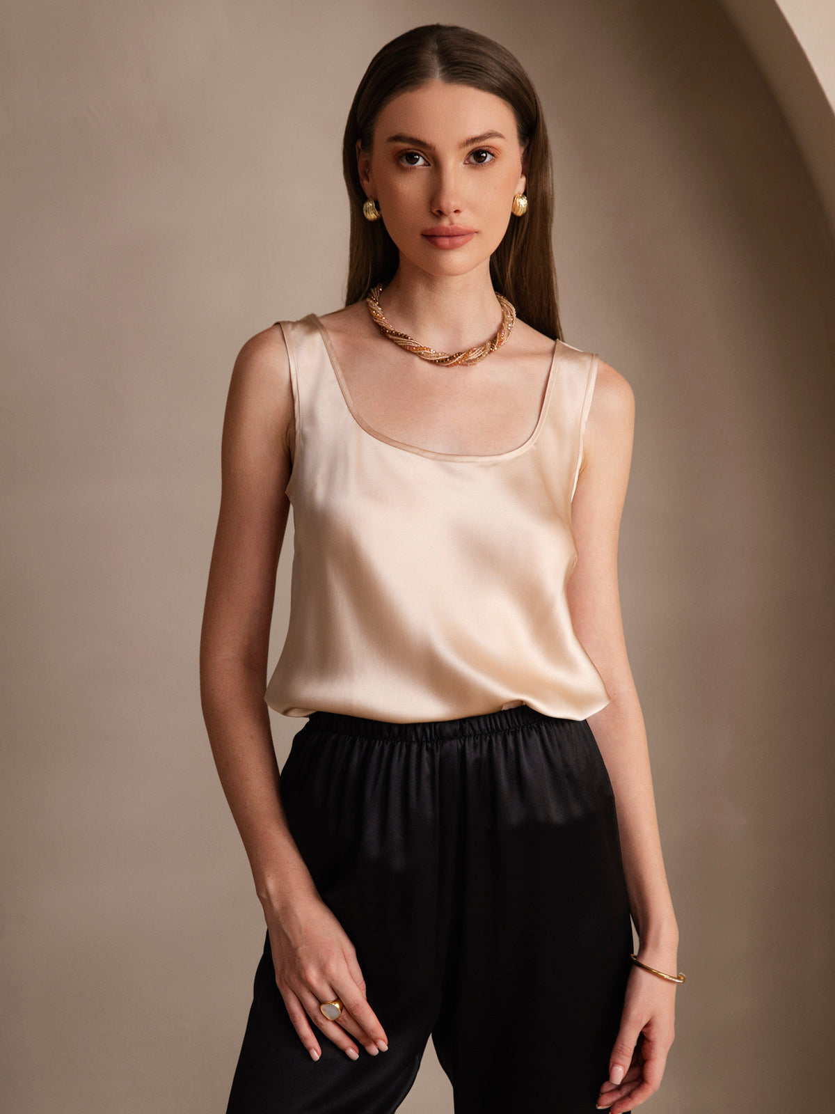 Silk U-Neck Tank Top