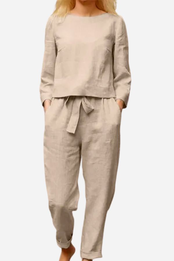 Solid Color Linen Two-Piece