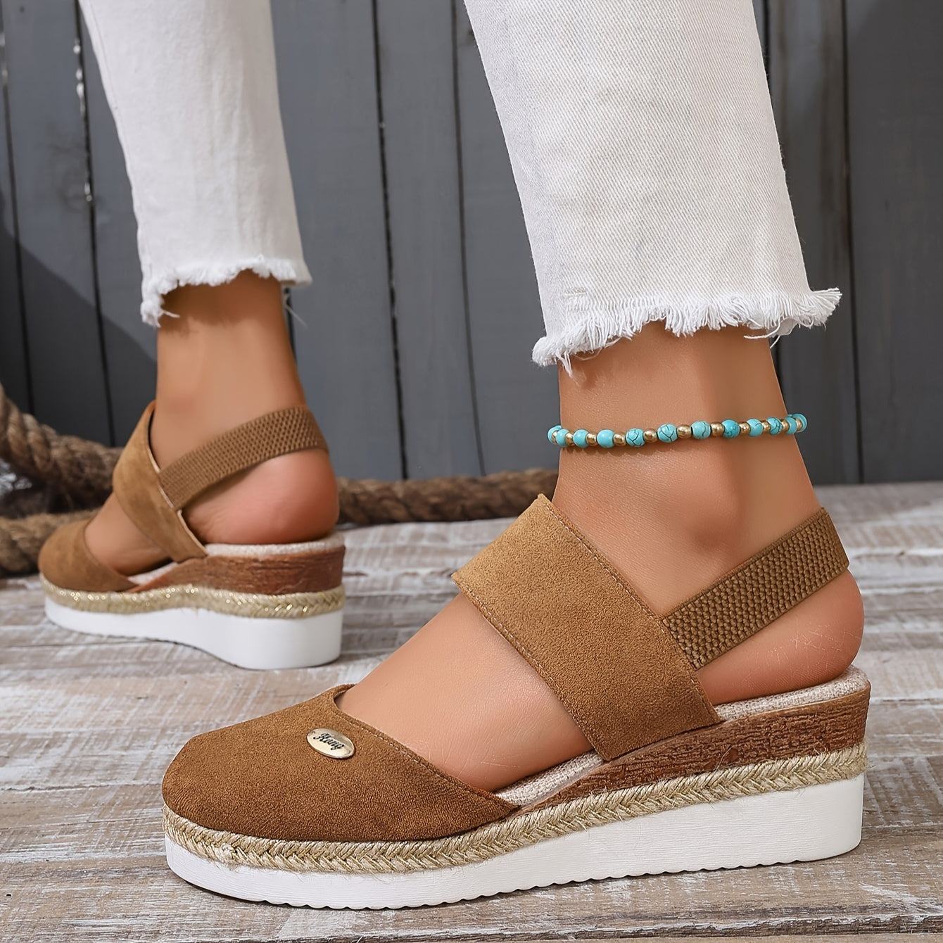 Women's Platform Sandals: Non-slip, Closed Toe, Elastic Strap