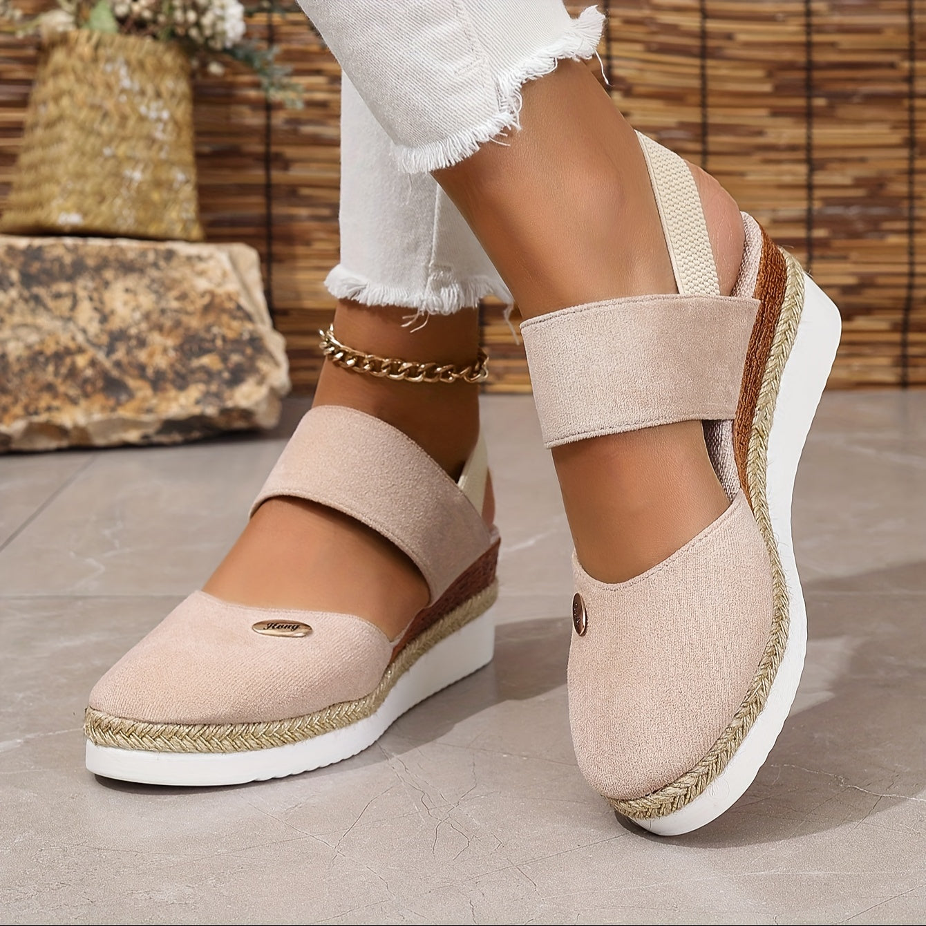 Women's Platform Sandals: Non-slip, Closed Toe, Elastic Strap