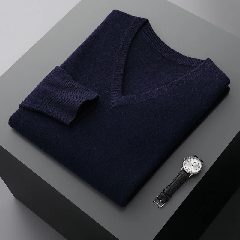 Cashmere Pullover Men, V-neck, Soft Cashmere Knit Material