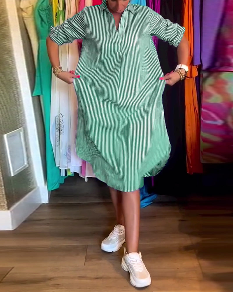 Striped Shirt Dress In Casual Fit