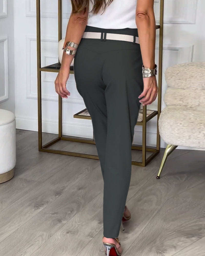 Lysse | Patchwork Pants with Belt