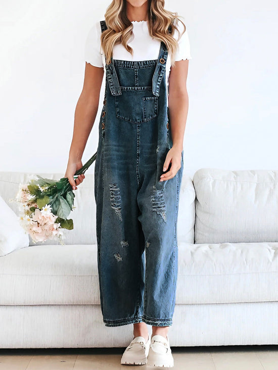 Women's Loose Denim Overalls Comfortable & Stylish