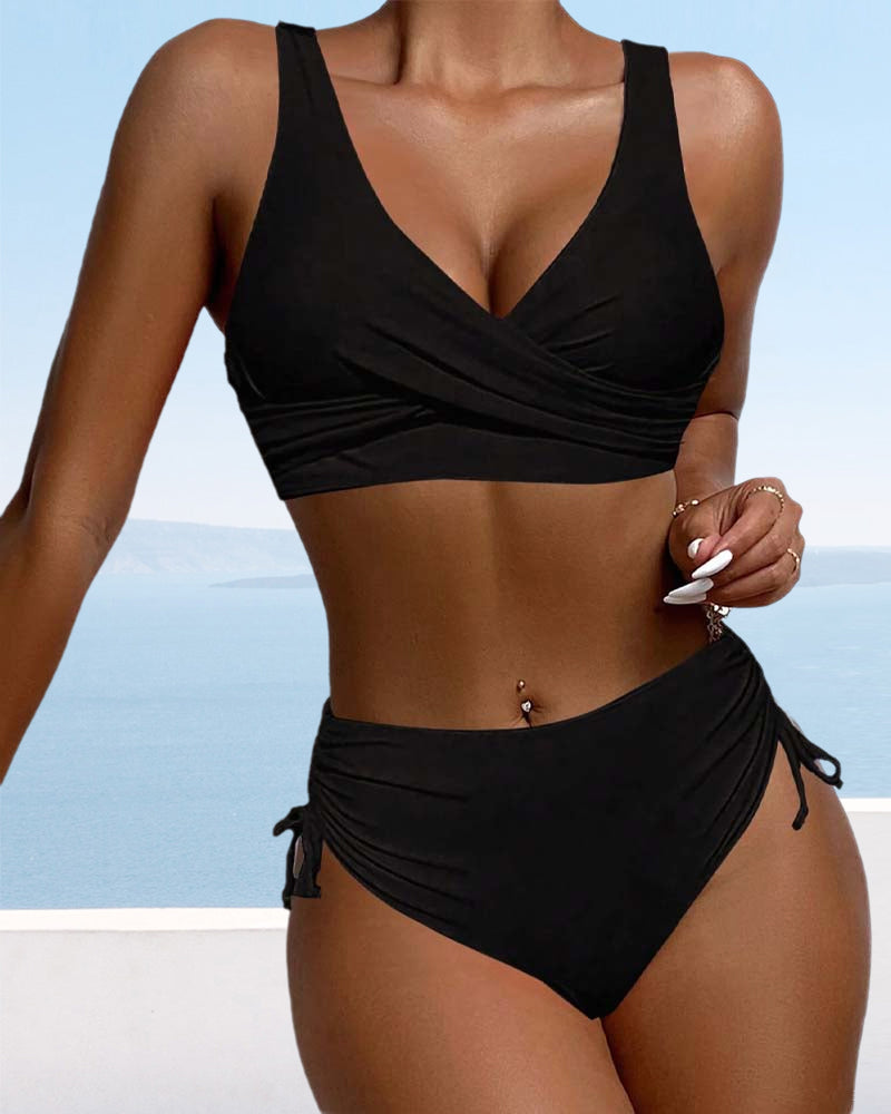Bikini-Swimsuit With Drawstring And Lacing At The Back