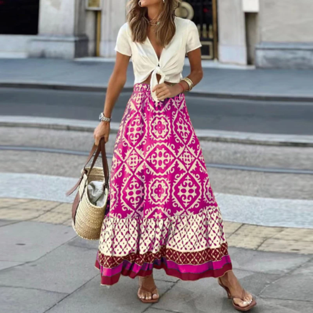 Skirttrendy Geometric High-Waisted Skirt For Casual Wear