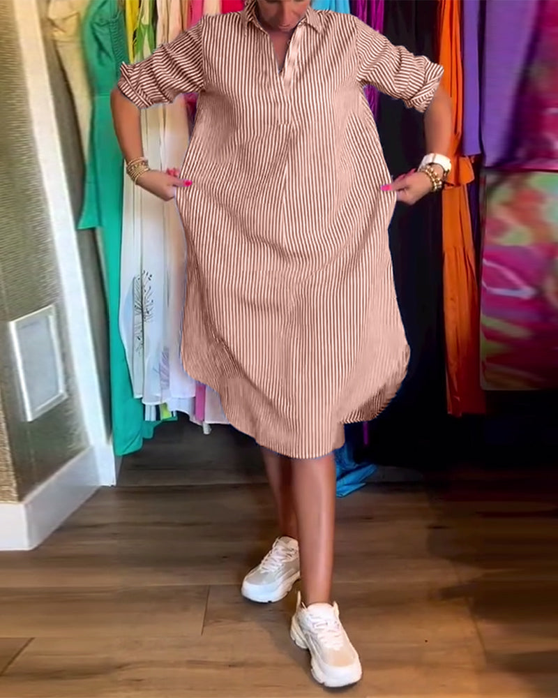 Striped Shirt Dress In Casual Fit
