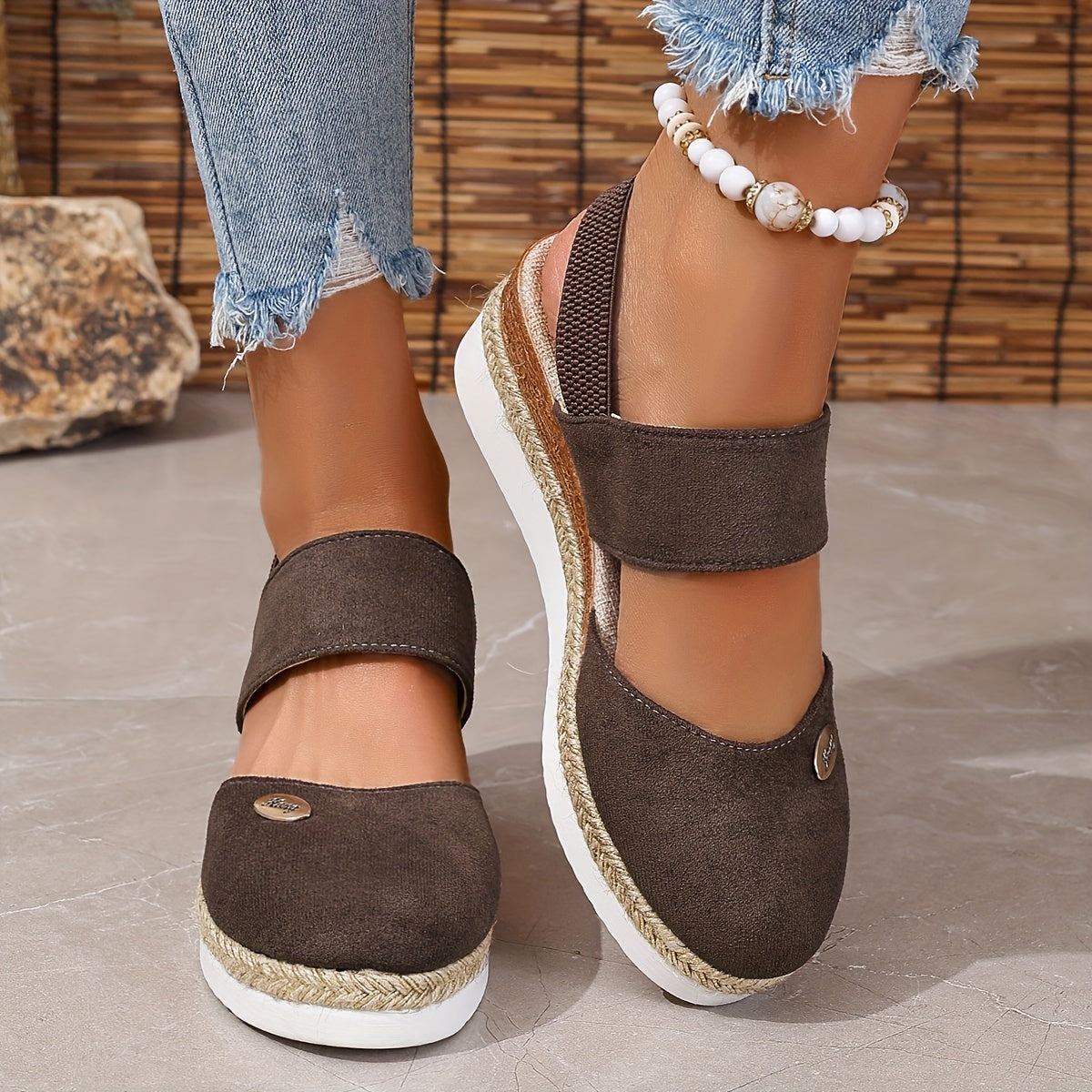 Women's Platform Sandals: Non-slip, Closed Toe, Elastic Strap