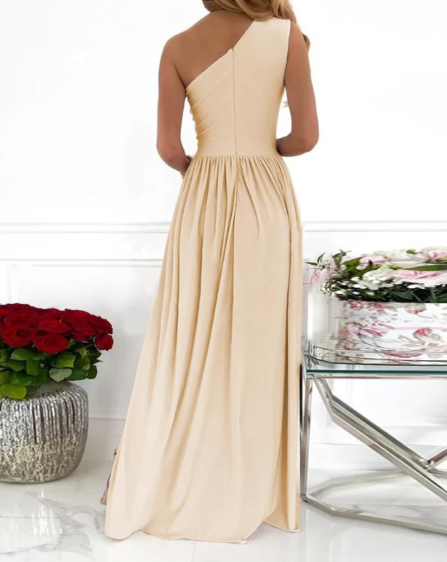 Women's Cocktail Maxi Dress With One-Shoulder High Split Neckline