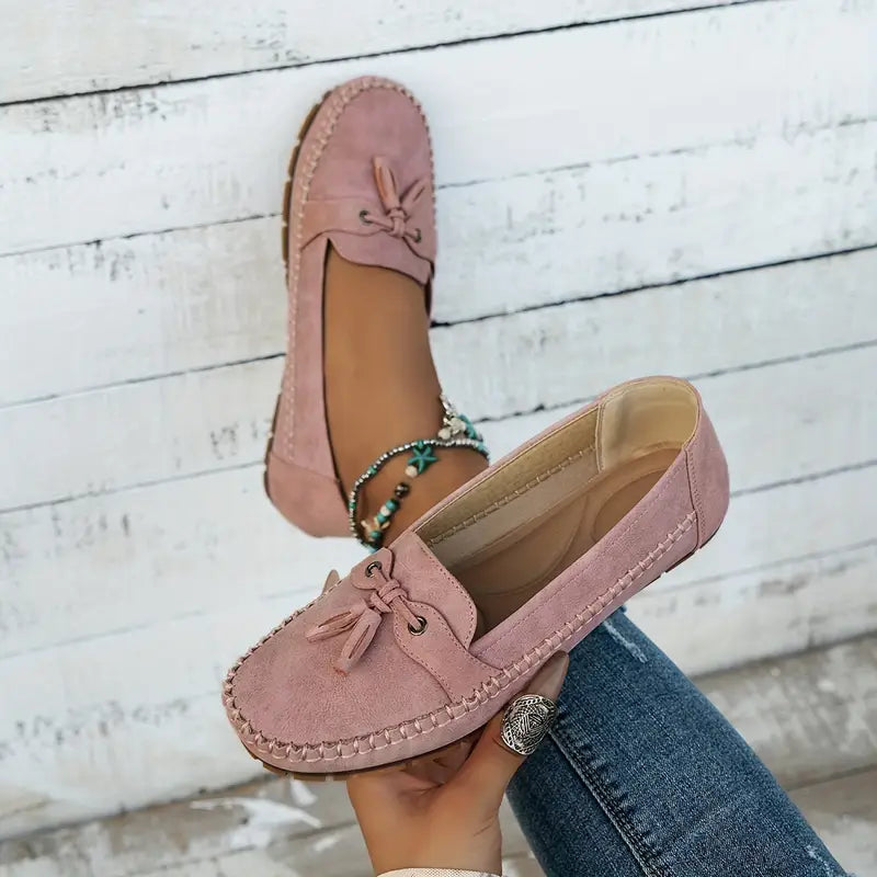 Classic Suede Loafers with Tassel Detail for Women