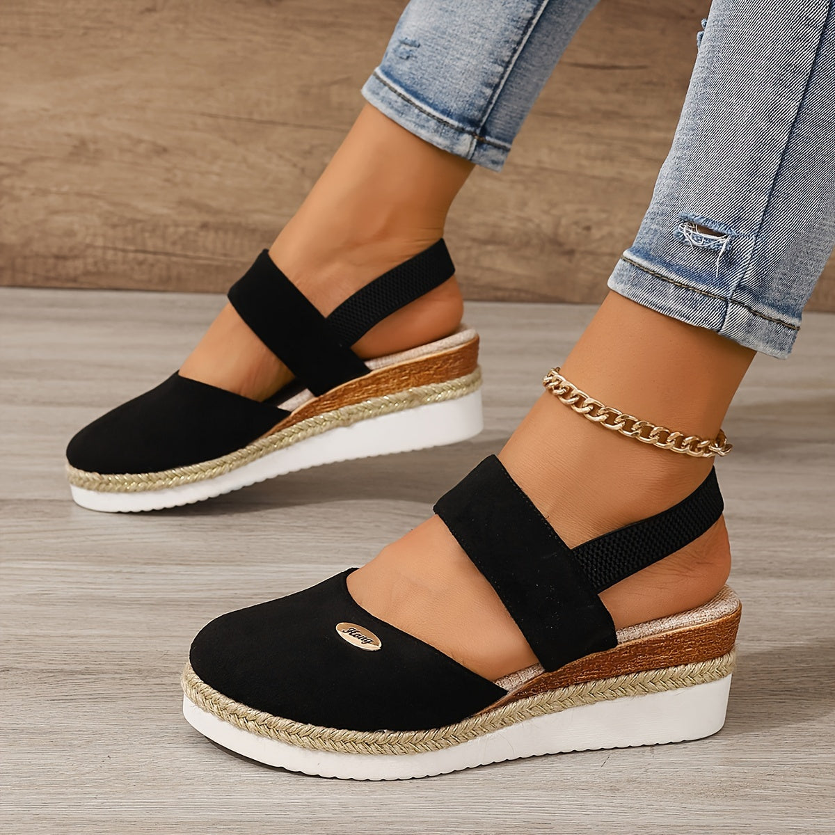 Women's Platform Sandals: Non-slip, Closed Toe, Elastic Strap