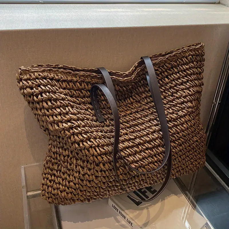 Large Woven Tote Bagbag In Bohemian-Beachy Style