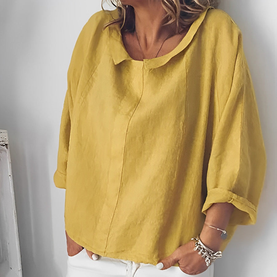 Blouse with Turned-down Collar