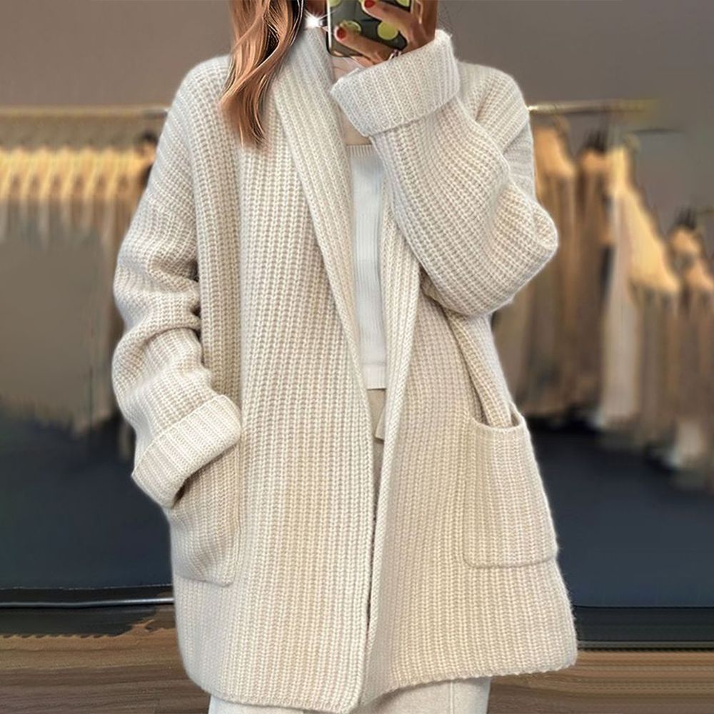 Charliewhite Solid Color Long-Sleeve Cardigan