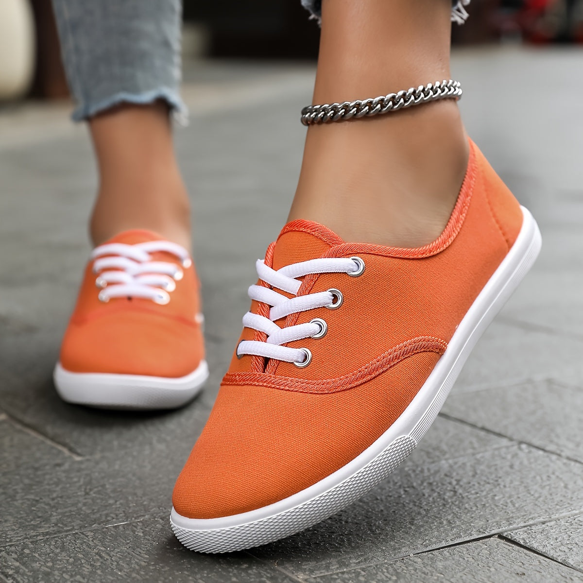 Comfortable Low Canvas Lace-Up Shoes