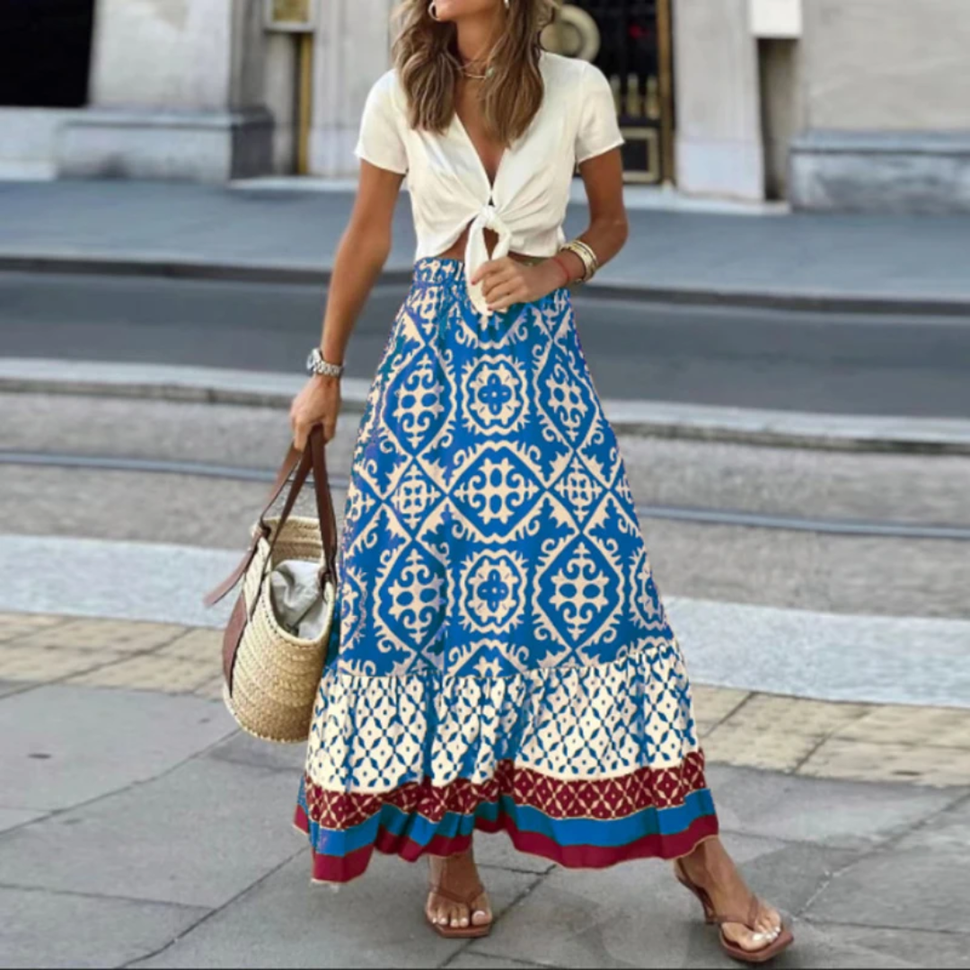Skirttrendy Geometric High-Waisted Skirt For Casual Wear