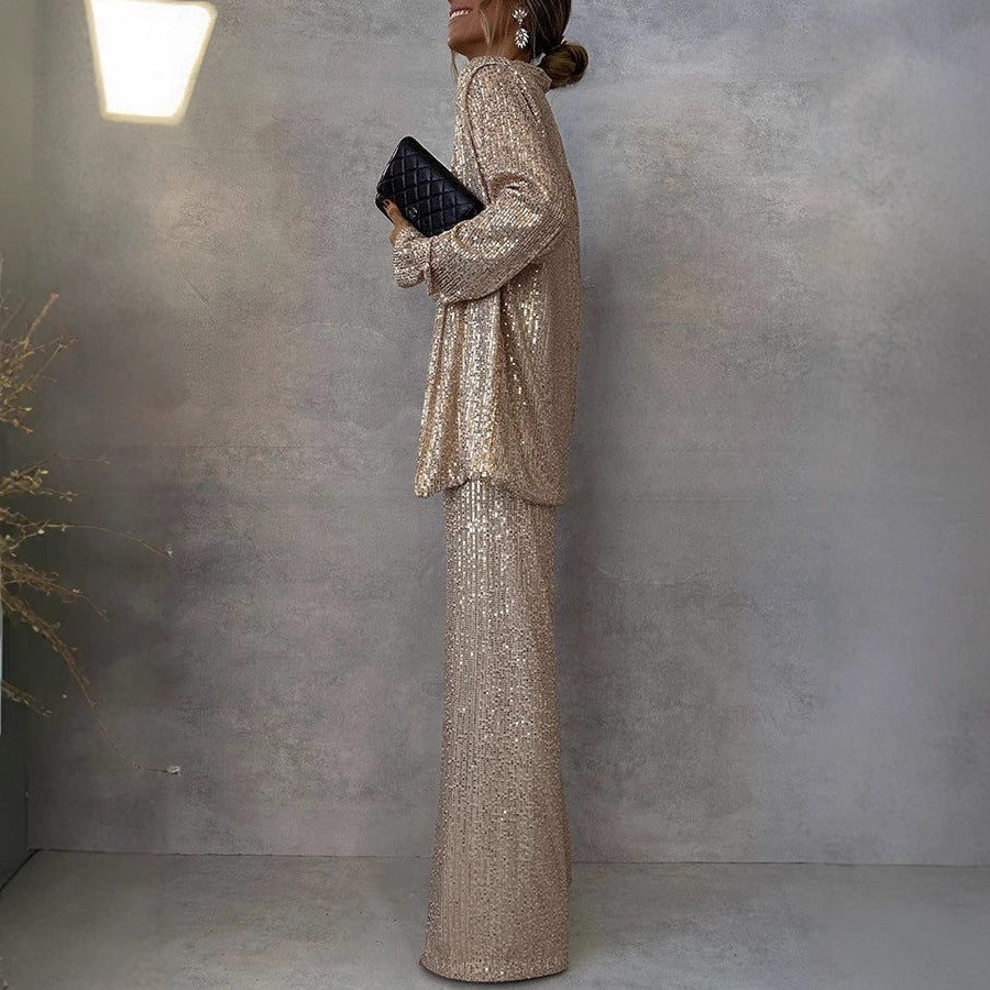 Trendy Design - High-waist Sequin Suit