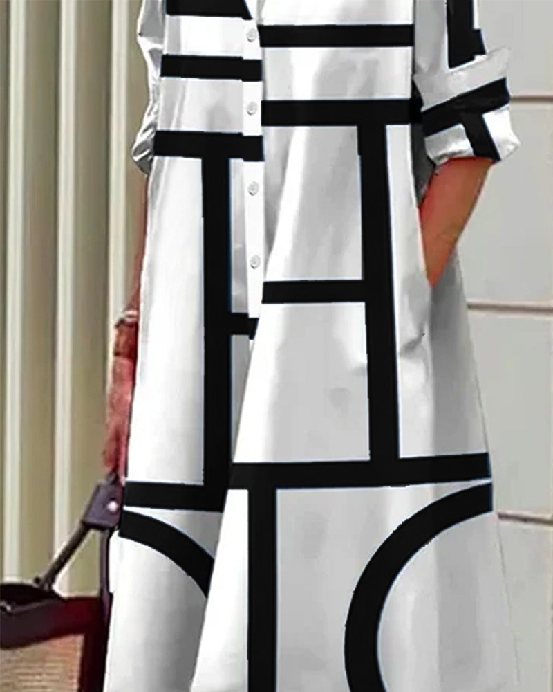 Dress with pockets and geometric print