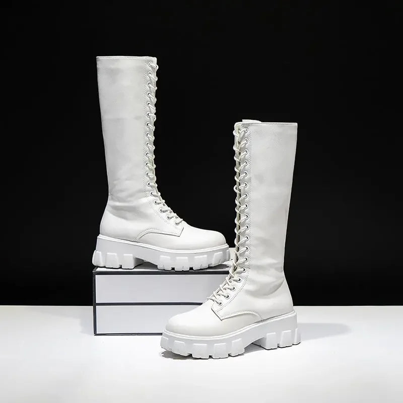 Lysse | Leather knee-high boots with heel for women perfect for casual days