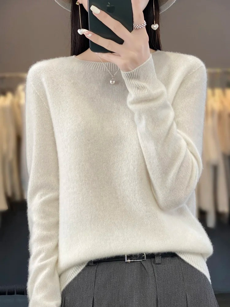 Cashmere Sweater Women Round Neck Soft and Elegant Knit Sweater