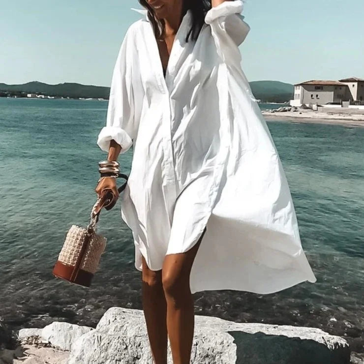 Casual Mid-length Shirt Dress for Women