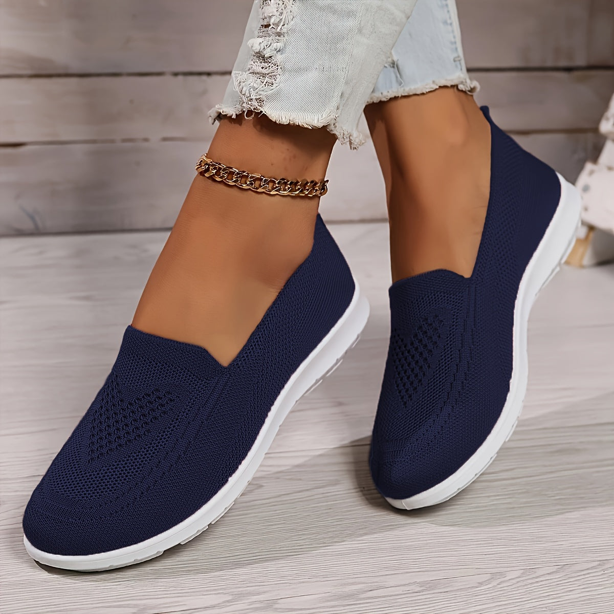 Lysse | Solid Color Knitted Sneakers For Women