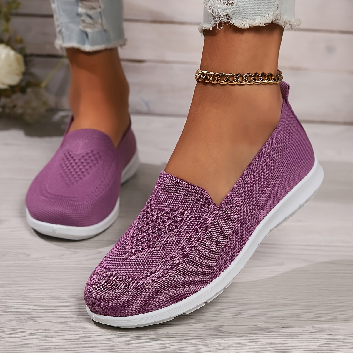 Lysse | Solid Color Knitted Sneakers For Women